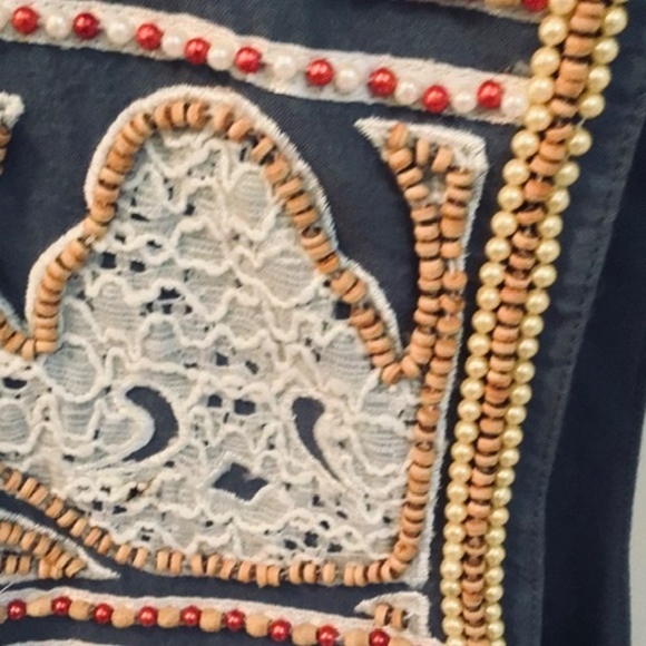 Ladies Boho beaded fly front vest - Picture 2 of 4